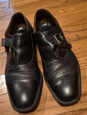 Johnston And Murphy Black Men's Leather Monk Strap Dress Shoes Mens Sz 12